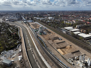 Fototapety  Aerial view of construction site for the A100 city highway in Berlin