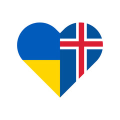 heart shape icon with ukrainian and icelandic flag. vector illustration isolated on white background