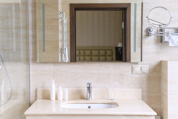 Bathroom interior with sink and mirror