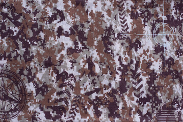 Texture camouflage fabric photo, Background for war, copy space