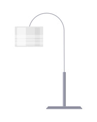 Stylish gray floor lamp isometric icon vector illustration. Curved modern electricity torchere cosiness decorative design isolated. Elegance illumination spotlight equipment tall bright accessory