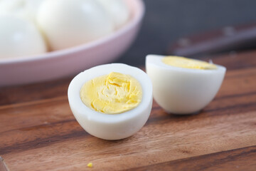 close up of bowel egg in a bowl on table 