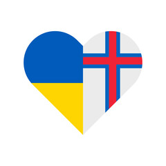 heart shape icon with ukrainian and faroe islands flag. vector illustration isolated on white background