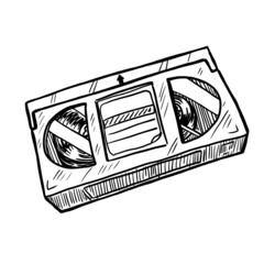 Sketch of VHS vector illustration on white background