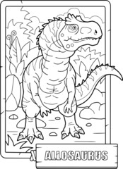 prehistoric dinosaur allosaurus, coloring book, outline illustration - 498266421