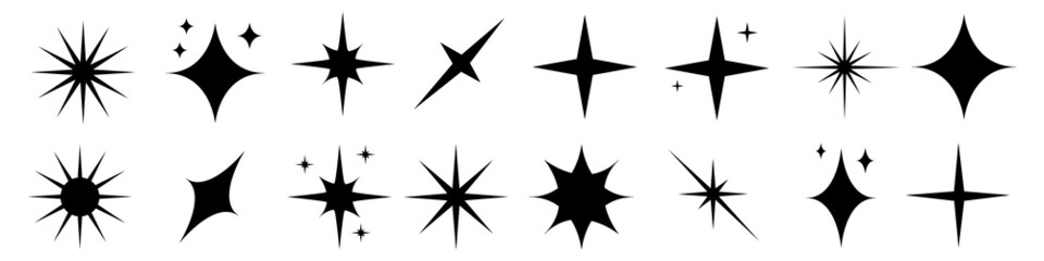 Fototapeta Sparkle vector icons set. Shine symbol illustration. star sign collection. obraz