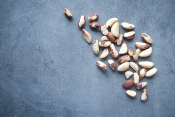 top view of Brazilian nut on a black background 