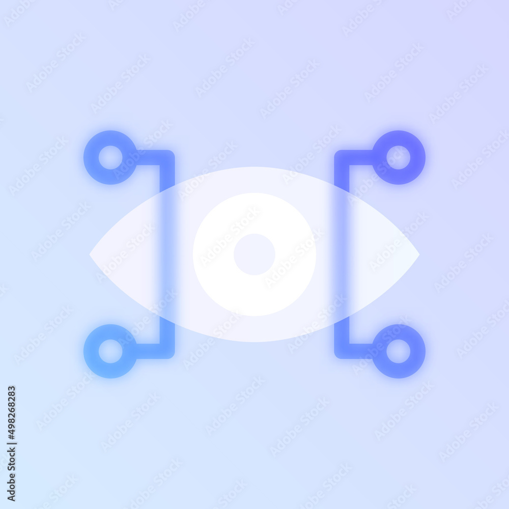 Poster artificial intellegence glass morphism trendy style icon. eye transparent glass color vector icon wi