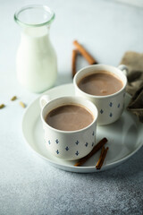 Homemade hot chocolate with spices
