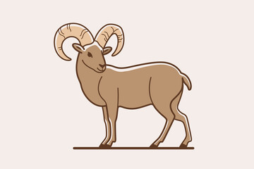 llustration of ram. Simple contour vector illustration for emblem, badge, insignia.