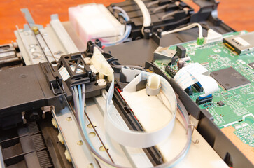 Components inside an inkjet printer Soft focus