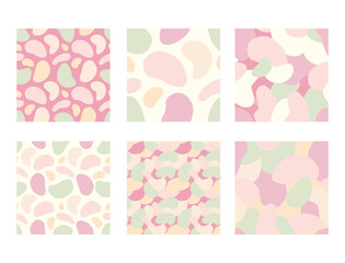 Set of Seamless camouflage patterns in pastel colors. Vector illustration