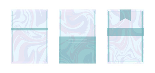 マーブリング・マーブル模様のカードデザインセット　A（ブルー系）