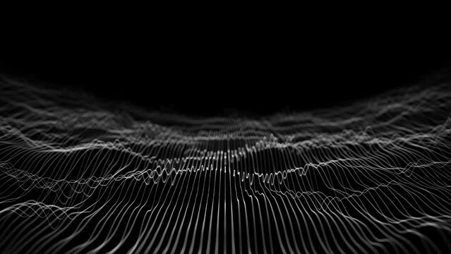 Abstract Organic Network Mesh Waving Fx Background Loop/ 4k animation of an abstract fractal background with mesh surface and particle lines waving and seamless looping