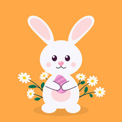 Obraz na płótnie Canvas Easter rabbit with egg, bunny. Vector illustration.
