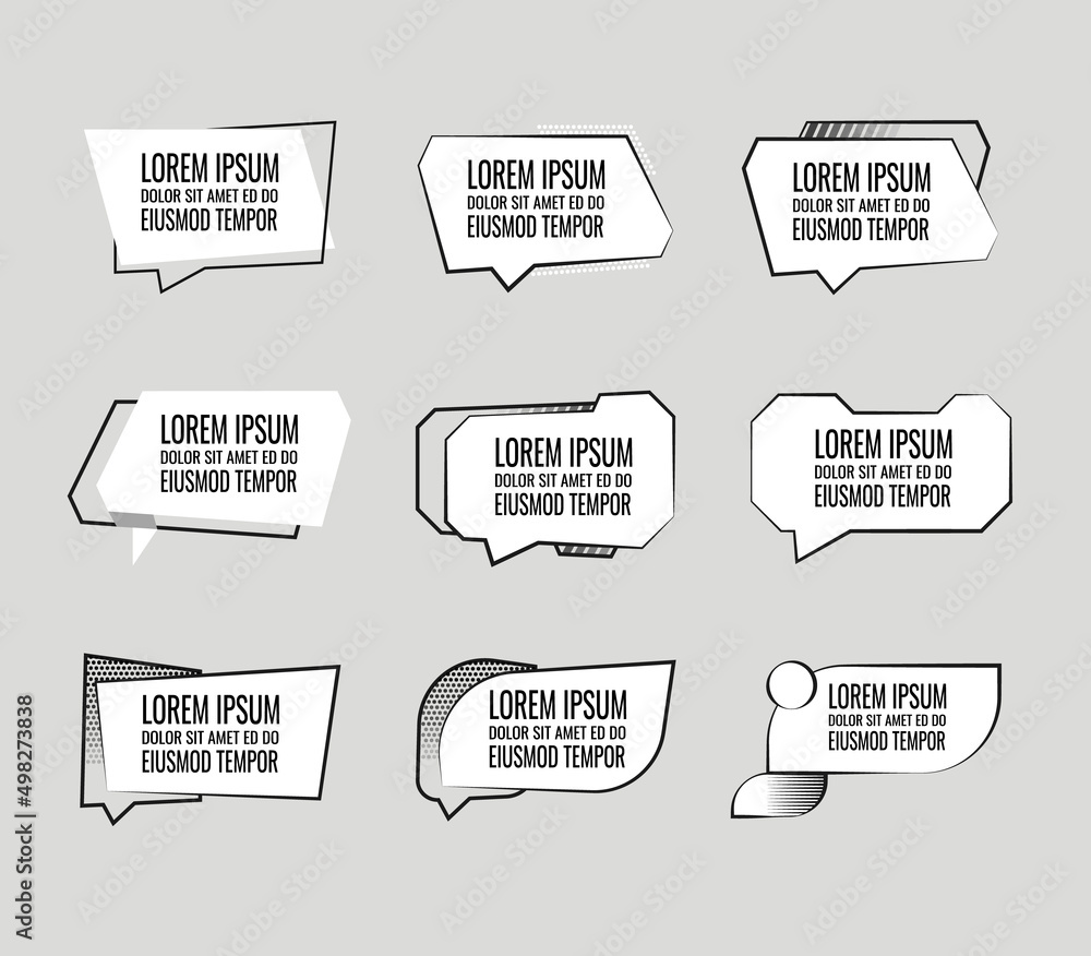 Poster set of speech bubbles for quotes with stroke.