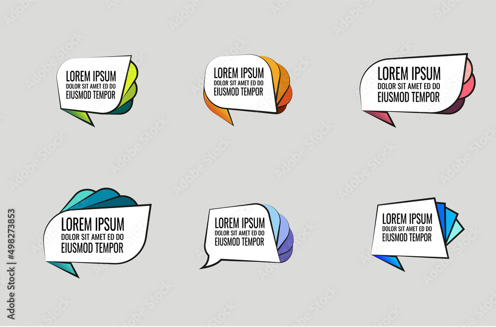 Poster vector white speech bubbles for quotes with colored elements and stroke