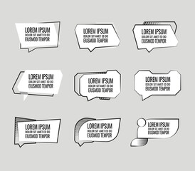 Set of speech bubbles for quotes with stroke.