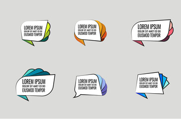 Vector white speech bubbles for quotes with colored elements and stroke