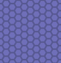 Seamless vector pattern of Pantone 2022 color honeycomb mosaic. Purple hexagon tiles background. Print for wrapping, web backgrounds, fabric, decor, surface, packaging, scrapbooking, etc.