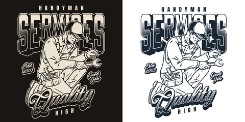 Handyman service monochrome vintage label