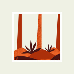 Beige and Orange Abstract Cutout Textured - Canvas Print