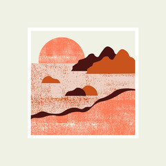 Beige Abstract Cutout Textured - Canvas Print