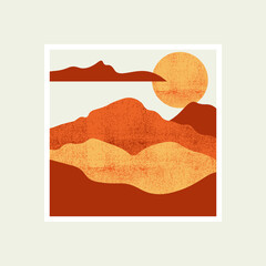 Beige and Orange Abstract Cutout Textured - Canvas Print