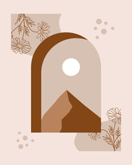 Beige Minimalist View Canvas Print Portrait