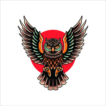 owl tattoo illustration vector design