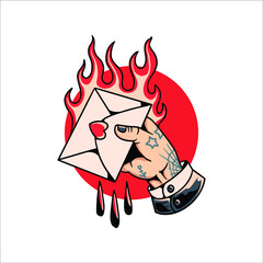 love letter tattoo vector design