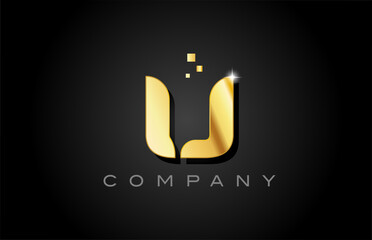 metal gold U alphabet letter logo icon design. Creative template for company with dots © dragomirescu
