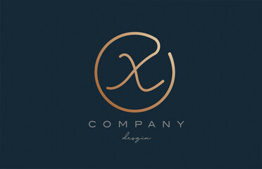 brown joined X alphabet letter logo icon design. Handwritten connected creative template for company and business