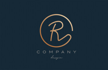 brown joined R alphabet letter logo icon design. Handwritten connected creative template for company and business