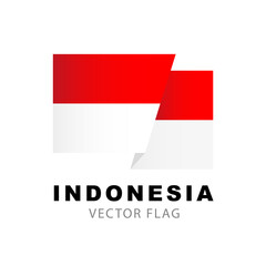 Colorful Indonesian flag logo. Flag of Indonesia. Vector illustration isolated on white background.