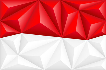 Abstract polygonal background in the form of colorful red and white stripes of the Indonesian flag. Polygonal flag of Indonesia.