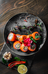 fish sushi roll in plate