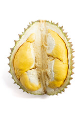 Fototapeta premium Peeled ripe durian isolated on white background included clipping path.