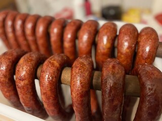 sausages on a grill