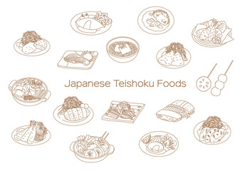 Japanese Teishoku Foods icon set