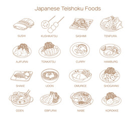 Japanese Teishoku Foods icon set