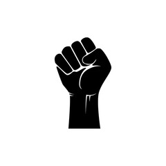 Human black hand clenched his fist. liberty sign and symbol of protest and symbol of diligence