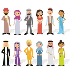 アジア人男女の集合イラスト