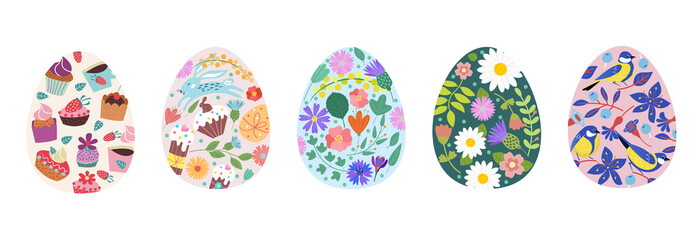 happy Easter. A set of colored Easter eggs. - 498281024