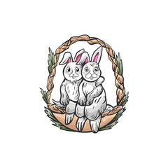 Animal rabbit couple design 