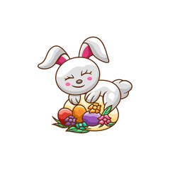 Easter bunny with flower design vector