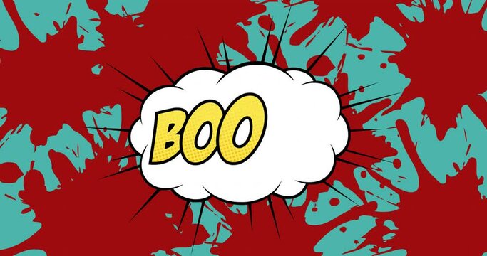 Animation of boom text in comic speech bubble