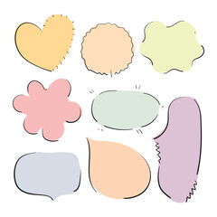 Set of pastel frames for messages. Illustration isolated on white background.