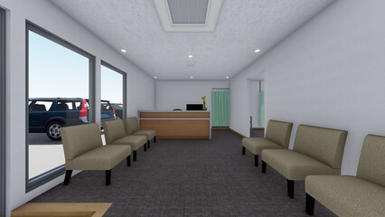 整骨院　マッサージ　イラスト　待合室 人なし