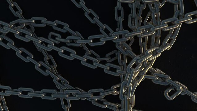 The steel chains disentangle quickly on the screen. A concept that shows the way to freedom.